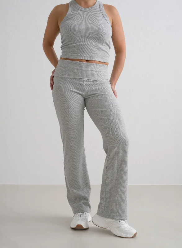 Grey Melange Ease Ribbed Pants