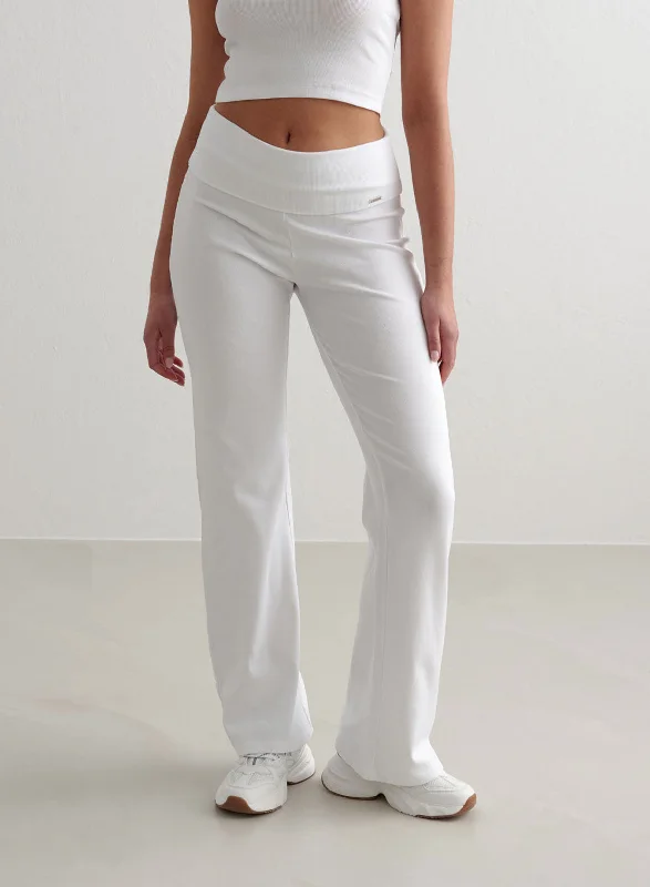 White Ease Ribbed Pants