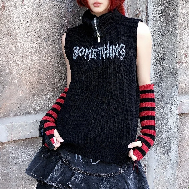 Women's Punk High Collar Knitted Vest