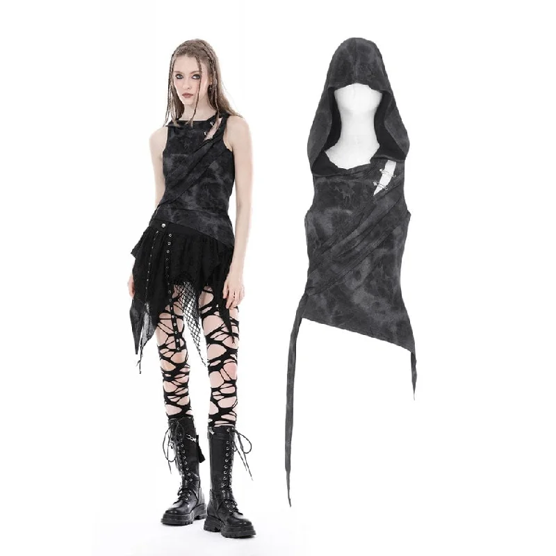 Women's Punk Irregular Cutout Vest with Hood