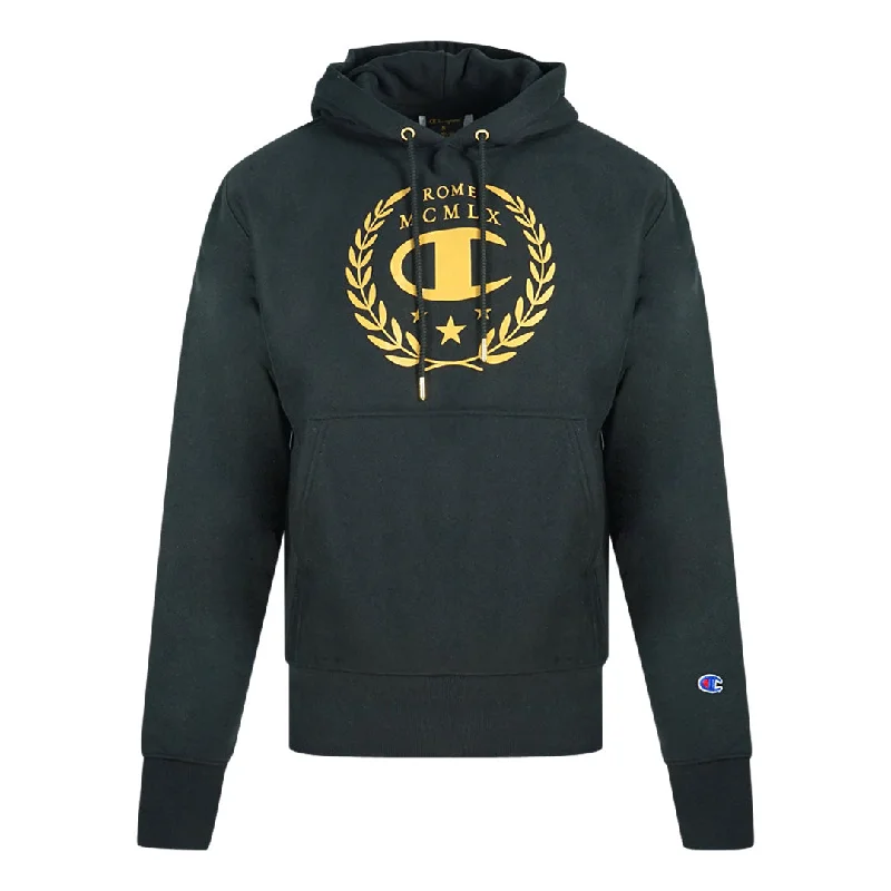 Champion Rome Logo Black Hoodie