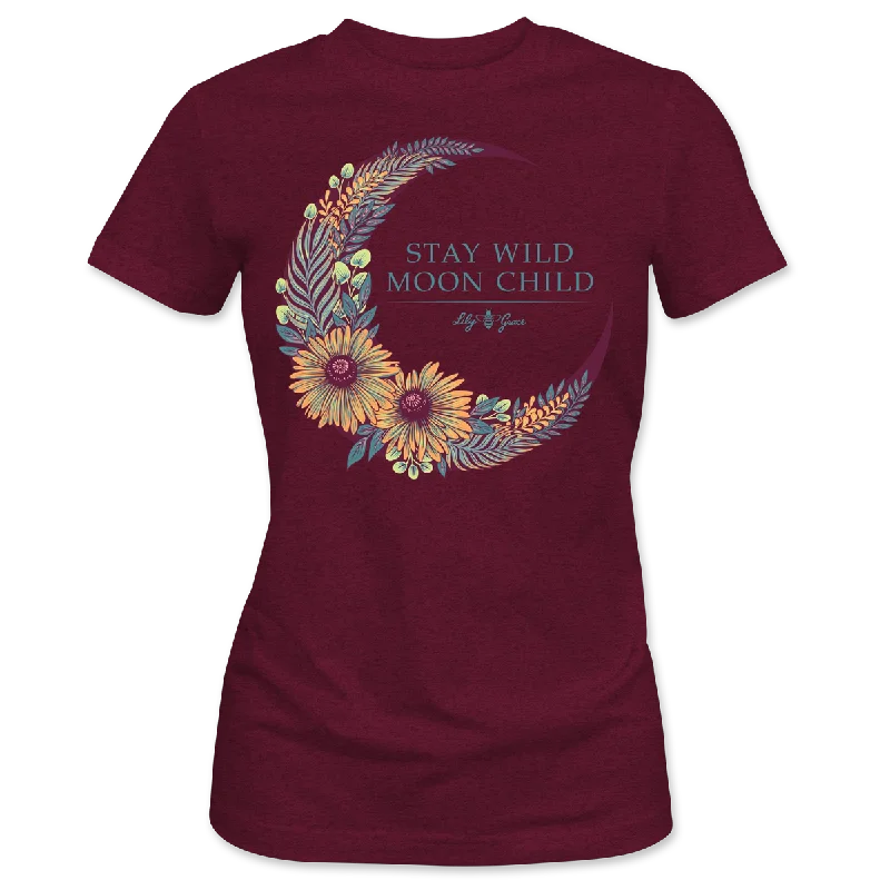 Moon Child- Boho Floral FRONT PRINT T-Shirt