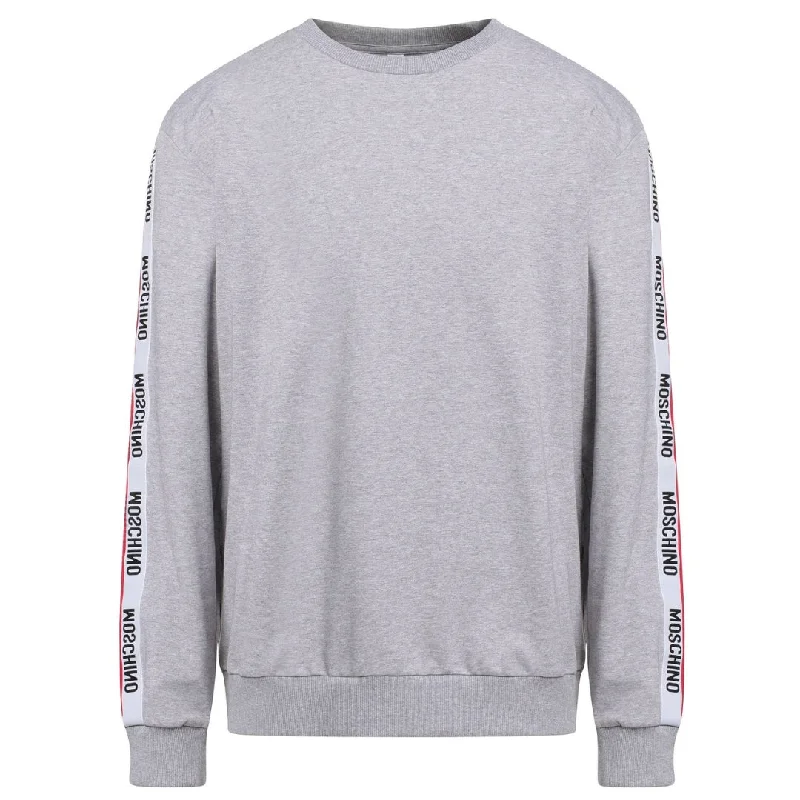 Moschino Underwear Logo Taped Shoulder Grey Sweatshirt