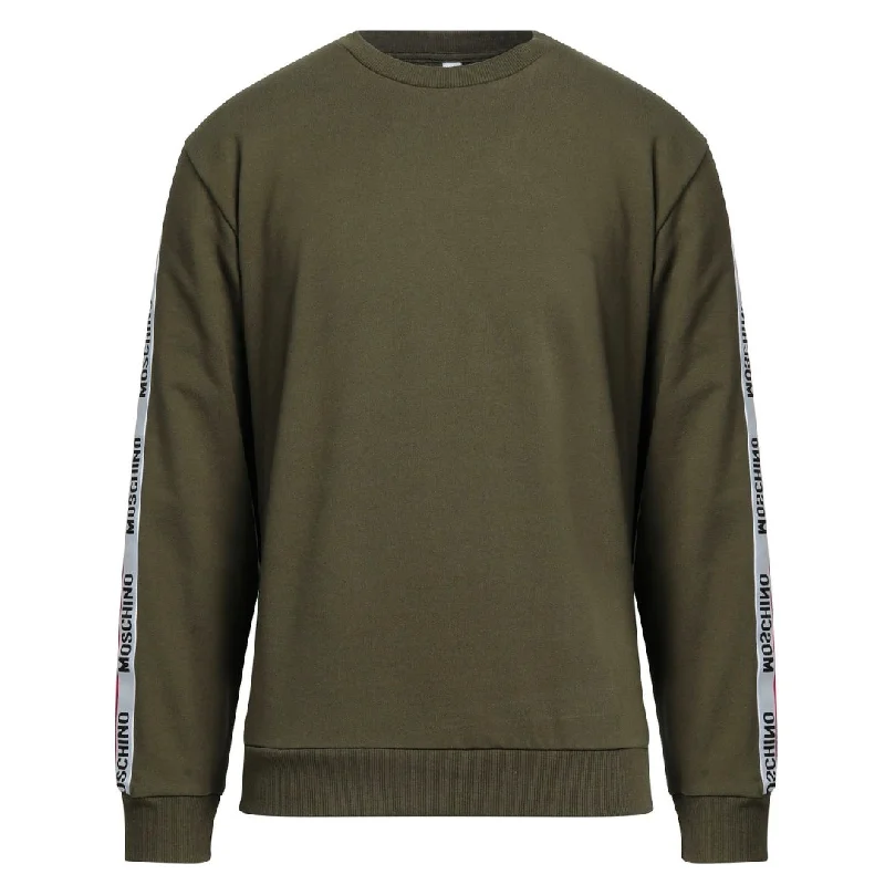 Moschino Underwear Logo Taped Shoulder Khaki Green Sweatshirt