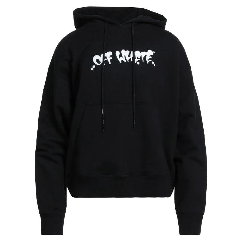 Off-White Marker Graffiti Spray Design Logo Black Hoodie