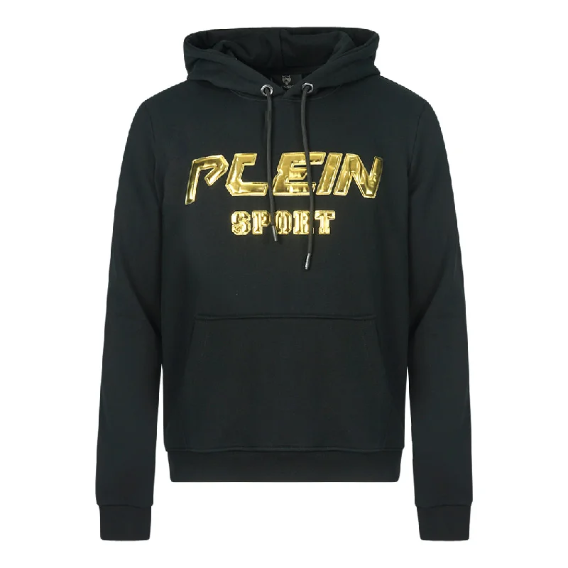 Plein Sport Gold Logo Black Hoodie