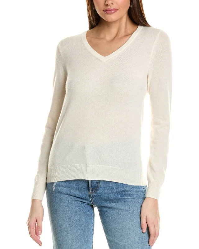 Amicale Cashmere Basic V-Neck Cashmere Sweater