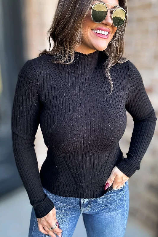 Black Counturing Sweater Top