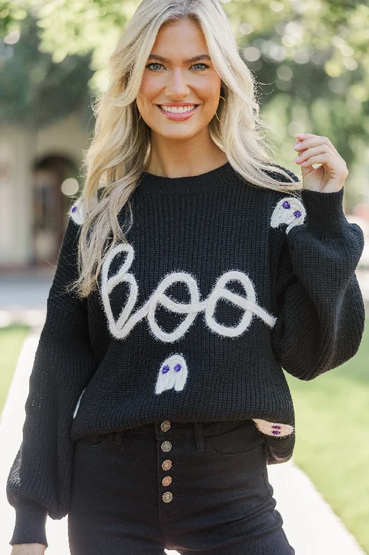 Hey Boo Black Script Sweater