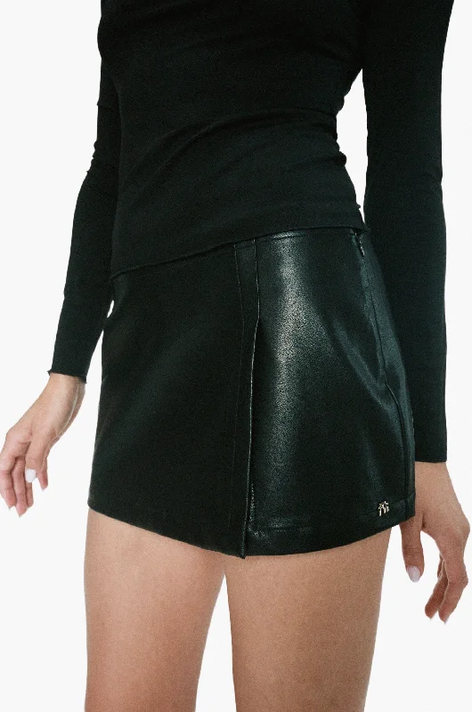 MICRO MINI SKIRT - BLACK VEGAN LEATHER