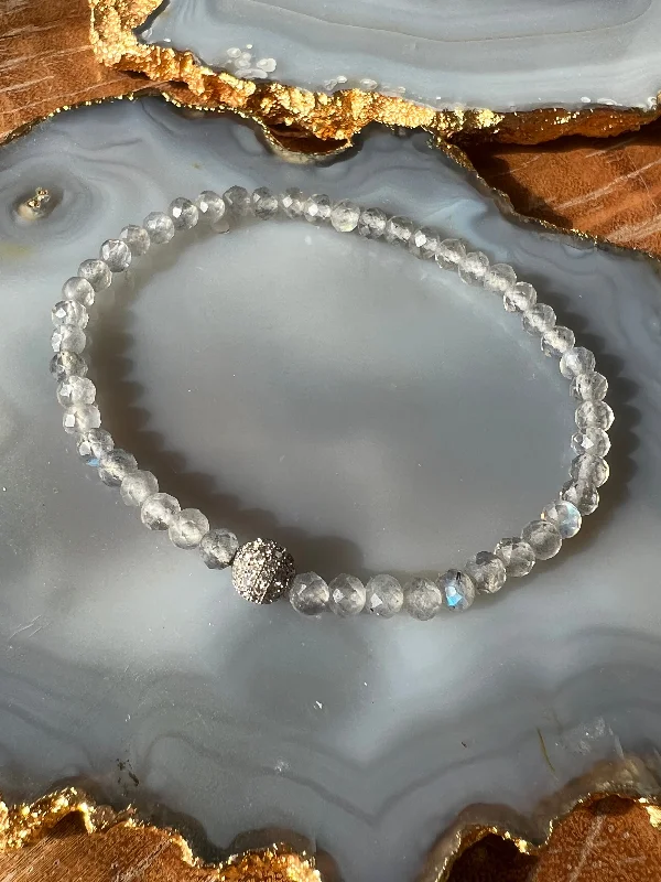 Ruby & Violet Labradorite Pave Bead Bracelet