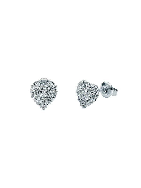 Adoraa Crystal Sweetheart Stud Earrings Silver