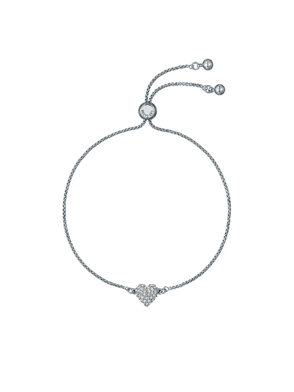 Adoria Crystal Sweetheart Adjustable Bracelet Silver