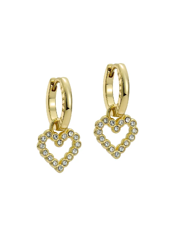 Amora Crystal Halo Heart Huggie Earring Gold