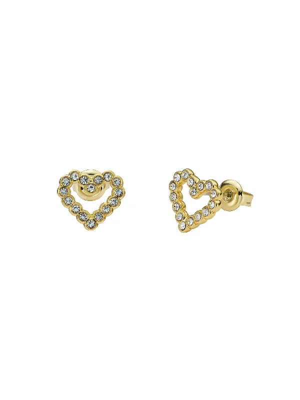 Amorina Crystal Halo Heart Stud Earrings Gold