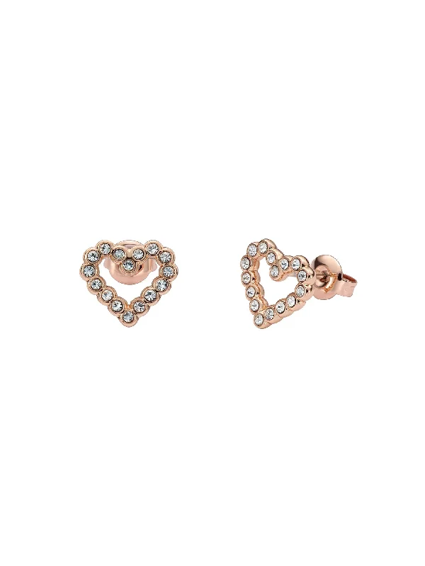 Amorina Crystal Halo Heart Stud Earrings Rosegd