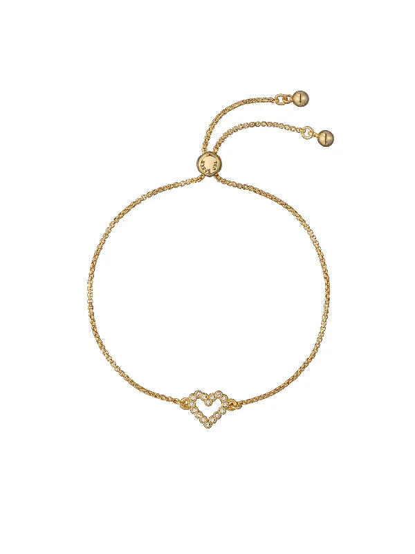 Amorita Crystal Halo Heart Adjustable Bracelet Gold