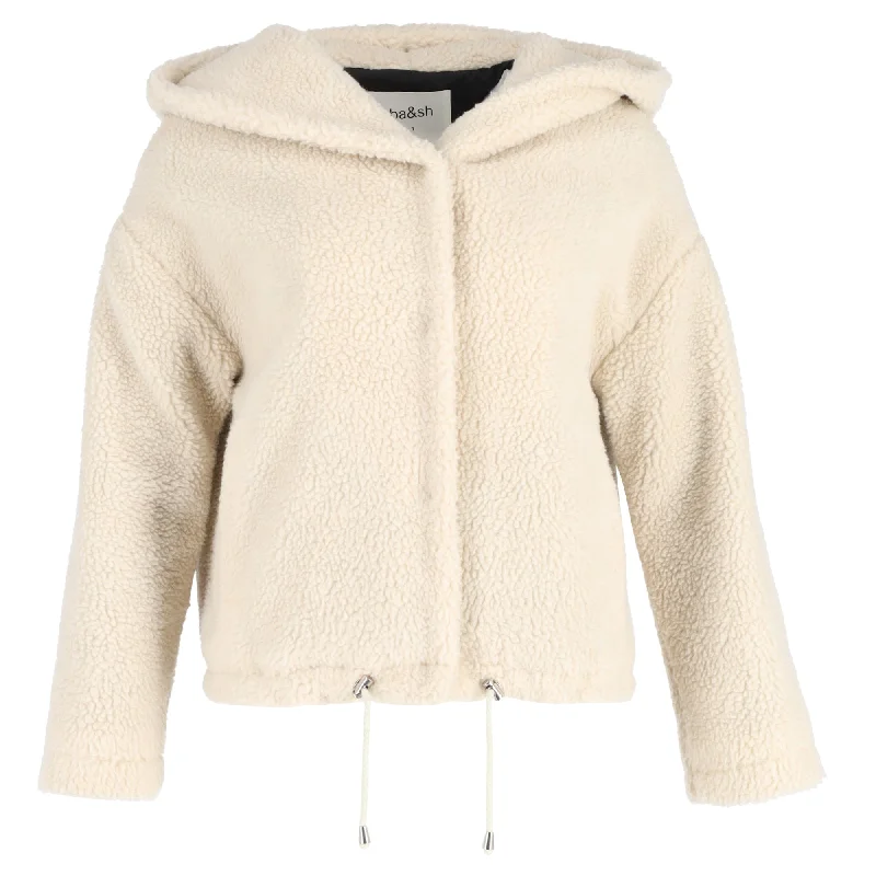 Ba&Sh Hooded Jacket in Cream Sherpa Fleece