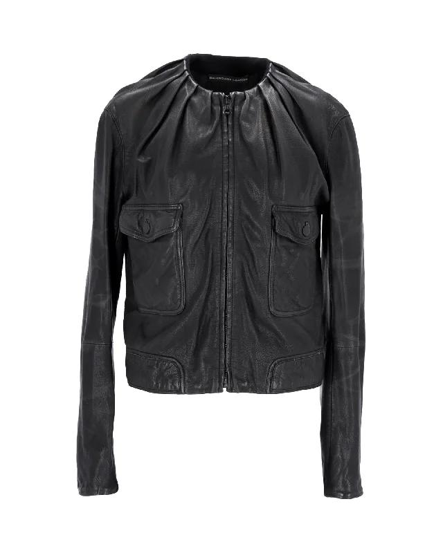 Balenciaga Zipped Jacket in Black Leather