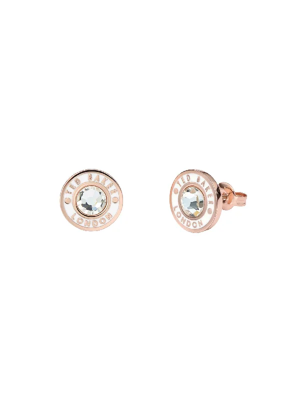 Cherelle Crystal Button Stud Earrings Rosegd