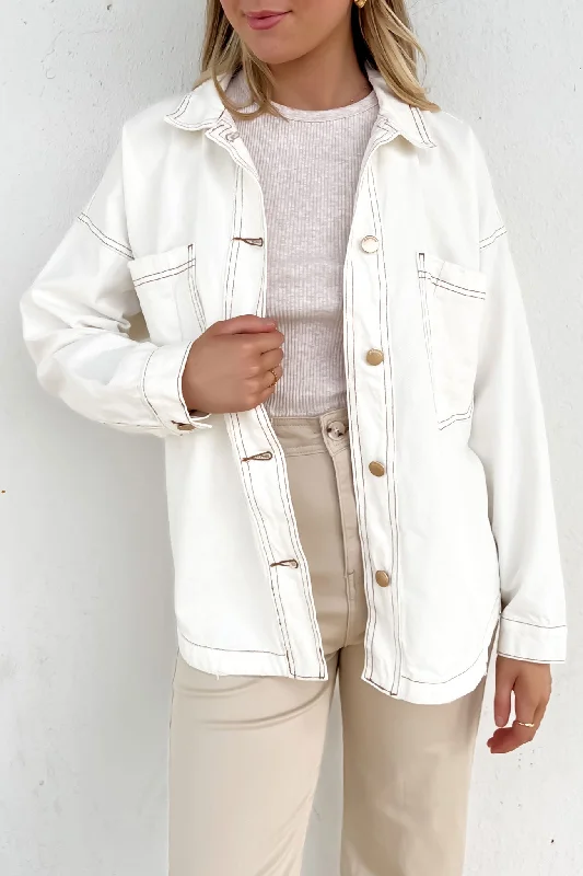 Coco Denim Shacket Vintage White