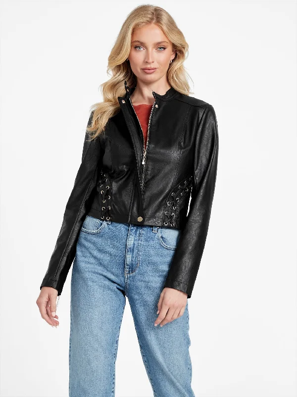 Dixie Faux-Leather Lace-Up Jacket