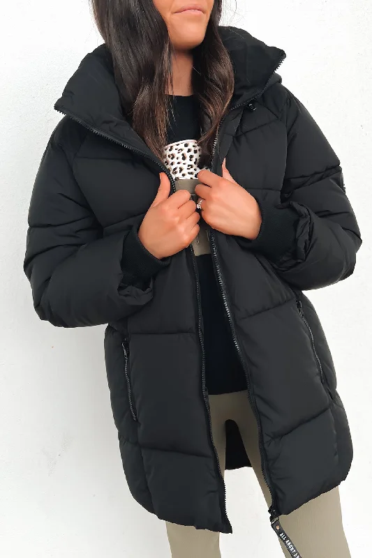 Remi Luxe Midi Puffer Black