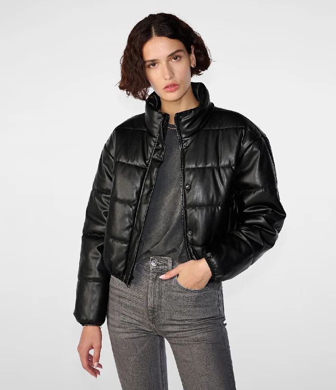 Faux Leather Puffer Jacket