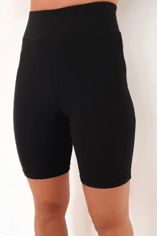 Core Ribbed Bike Short Black