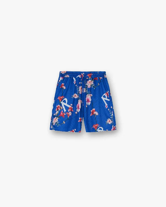 Floral Mesh Shorts - Cobalt