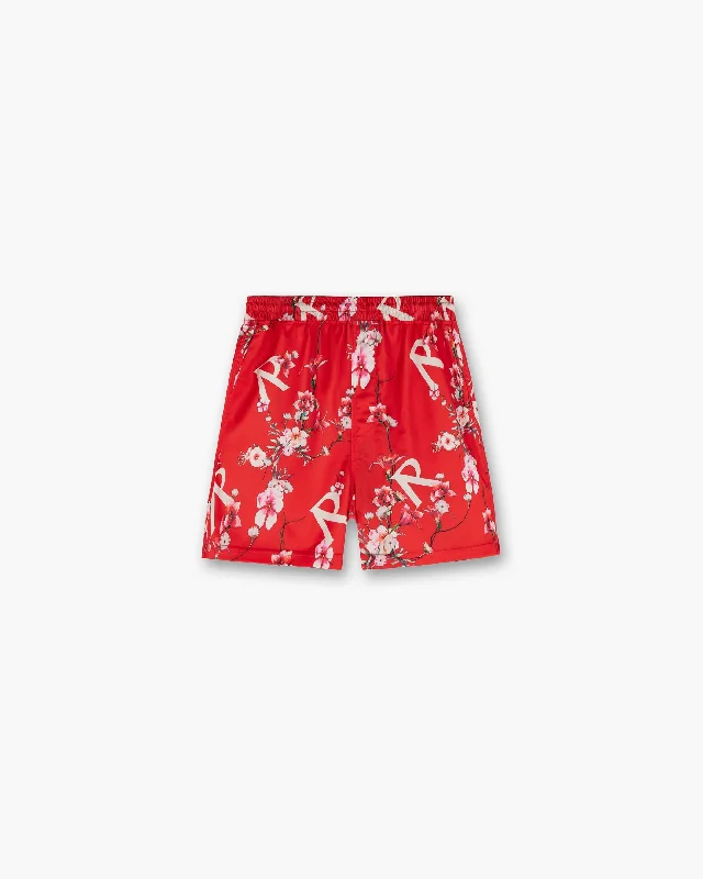 Floral Shorts - Burnt Red